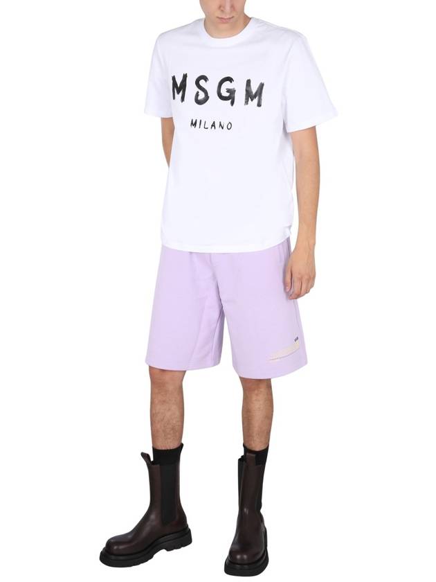 Brushed Logo Short Sleeve T-Shirt White - MSGM - BALAAN 6