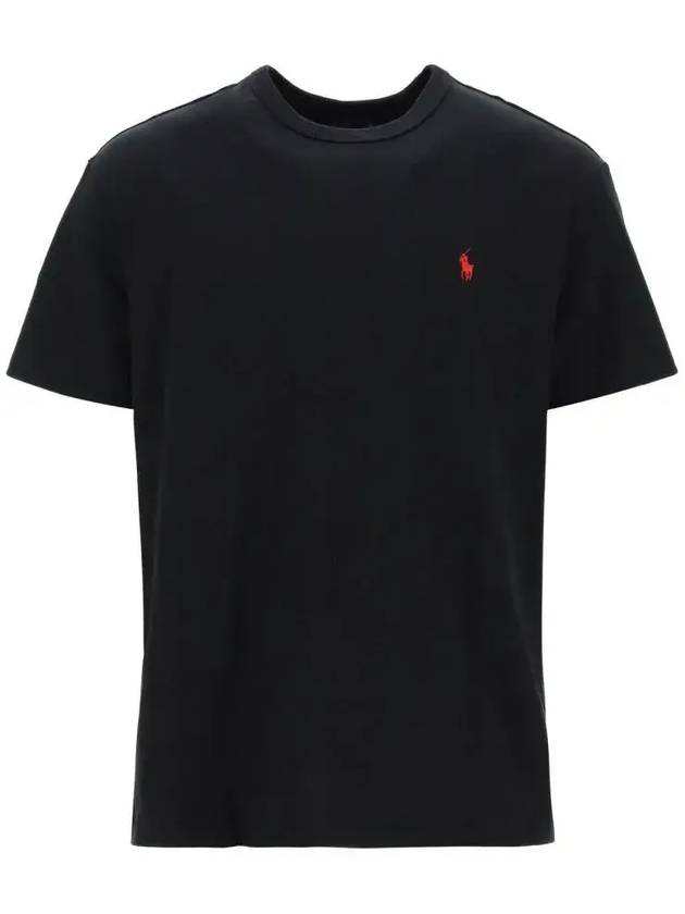 Men's Red Pony Embroidery Short Sleeve T-Shirt Black - POLO RALPH LAUREN - BALAAN 2