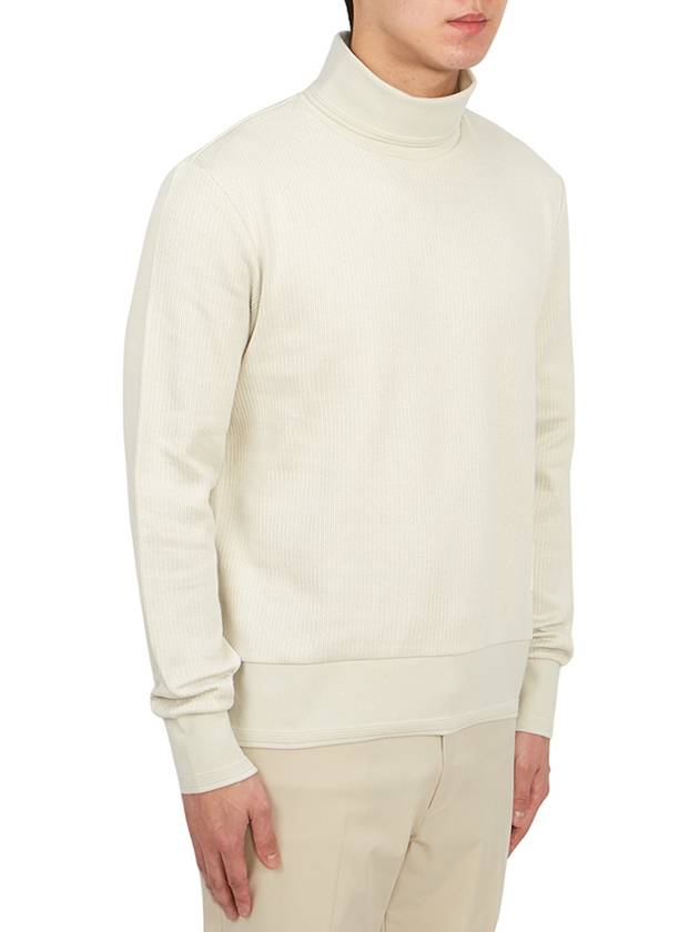 Thermal Rib Ottoman Stripe Turtleneck Natural - THOM BROWNE - BALAAN 4