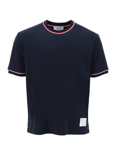 RWB Trimmed Cotton Short Sleeve T-Shirt Navy - THOM BROWNE - BALAAN 2