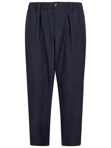 Wool Cotton Straight Pants Navy - MARNI - BALAAN 1