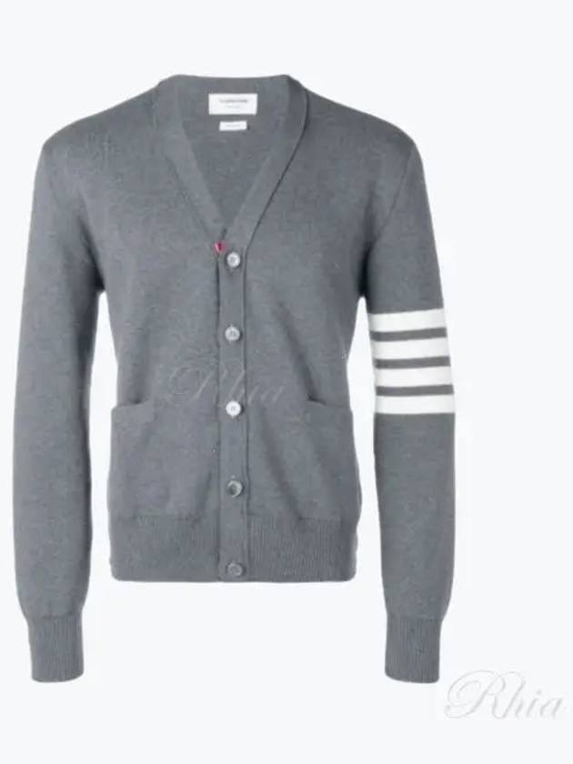 Milano Stitch 4-Bar Cardigan Medium Grey - THOM BROWNE - BALAAN 2