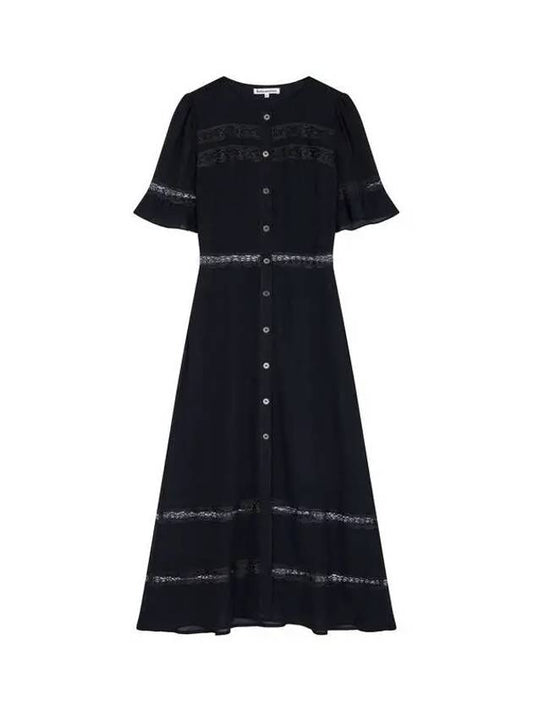 Flower Lace Button Up Dress Woodson Black - REFORMATION - BALAAN 1