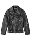 Zipper Detail Leather Biker Jacket Black - ACNE STUDIOS - BALAAN 2