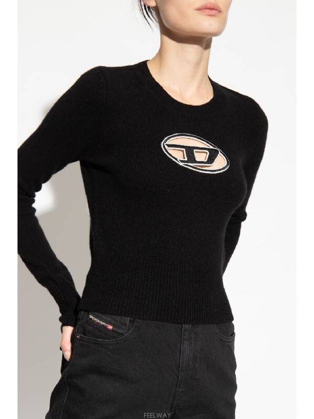 M-Areesa Jumper Embroidered Cut-Out Logo Knit Top Black - DIESEL - BALAAN 2
