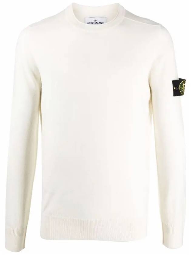 Waffen Patch Crew Neck Wool Knit Top Ivory - STONE ISLAND - BALAAN 2