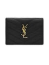 Monogram Caviar Leather Flap Card Wallet Black - SAINT LAURENT - BALAAN 2