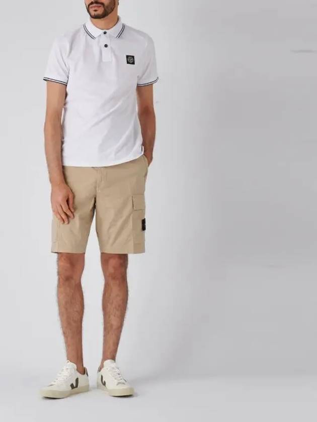 Stretch Cotton Pique Short Sleeve Polo Shirt White - STONE ISLAND - BALAAN 3