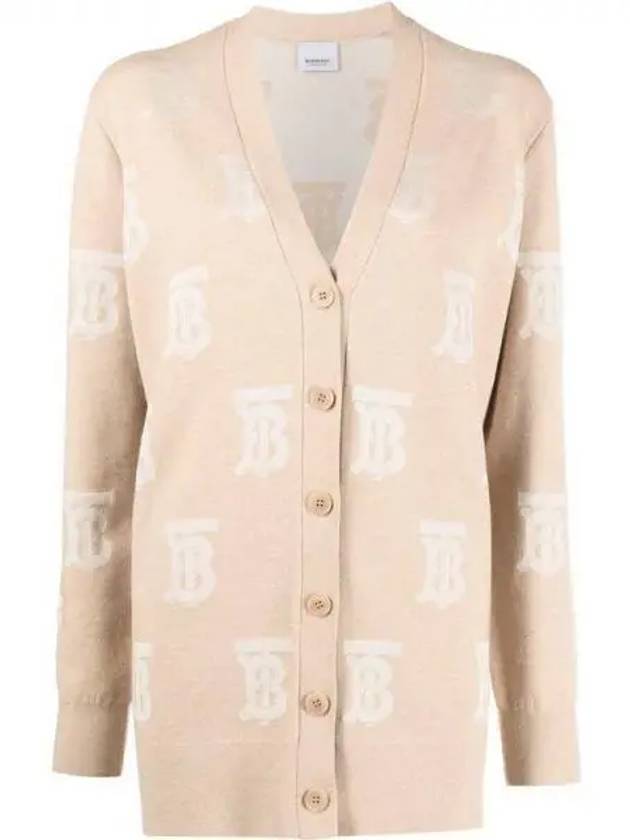 Monogram Oversized Wool Silk Cardigan Beige - BURBERRY - BALAAN 2