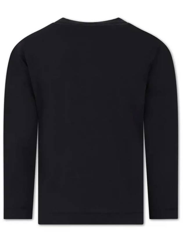 Kids Cotton Jersey Long Sleeve T-Shirt Black - STONE ISLAND - BALAAN 4