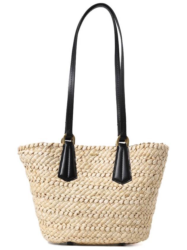 Panierm Straw Tote Bag Black Beige - MAX MARA - BALAAN 2