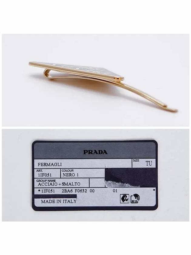 Triangle Logo Hair Clip Gold Black - PRADA - BALAAN 5