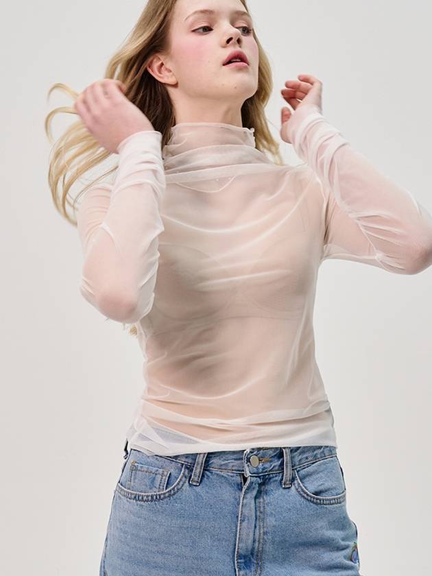 Sleeve Shirring See Through Turtlenect Top_White - SORRY TOO MUCH LOVE - BALAAN 1