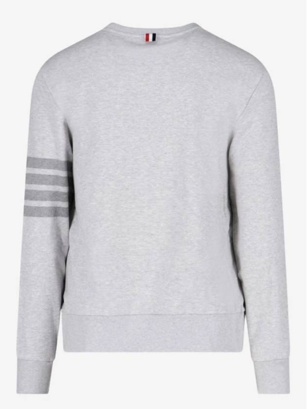 Classic Loopback Terry Tonal 4-Bar Relaxed Fit Crewneck Sweatshirt Pale Grey - THOM BROWNE - BALAAN 4