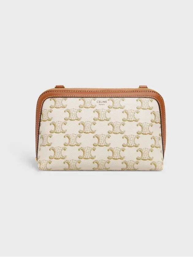 Triomphe Chain Clutch Bag White Tan - CELINE - BALAAN 3