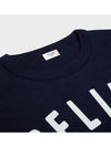 Logo Print Crew Neck Cotton Knit Top Navy - CELINE - BALAAN 5