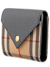 Vintage Check Grainy Leather Bicycle Wallet Black - BURBERRY - BALAAN.