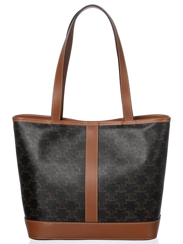 Triomphe Canvas Calfskin Tote Bag Brown Black - CELINE - BALAAN 4