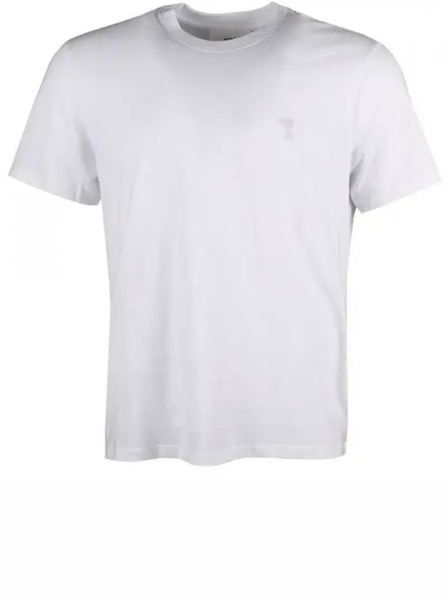 Embroidered Logo Cotton Short Sleeve T-Shirt White - AMI - BALAAN 2