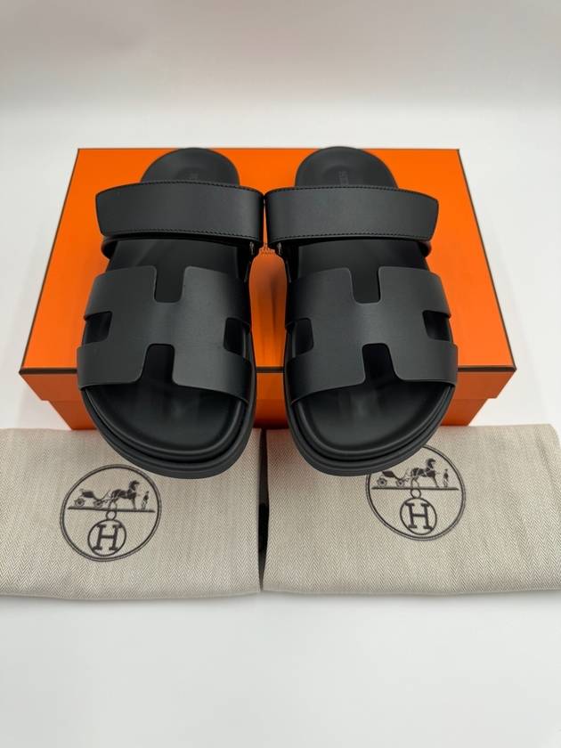 Chypre Leather Sandals Black - HERMES - BALAAN 5