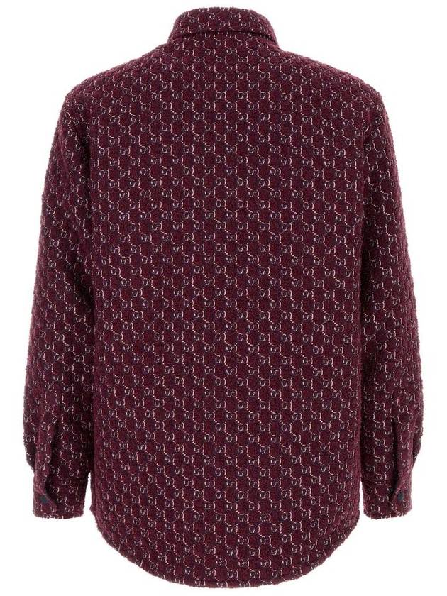 GG Shadow Bouclé Wool Jacquard Long Sleeve Shirt Burgundy - GUCCI - BALAAN 3