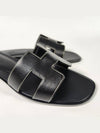 Oran Calfskin Slippers Noir Piqures Ecrues Black - HERMES - BALAAN 9