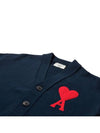 Men's Big Heart Logo Patch Overfit Cardigan Navy - AMI - BALAAN 5