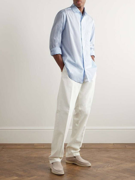 Andrew Cotton Long Sleeve Shirt Azure - LORO PIANA - BALAAN 2