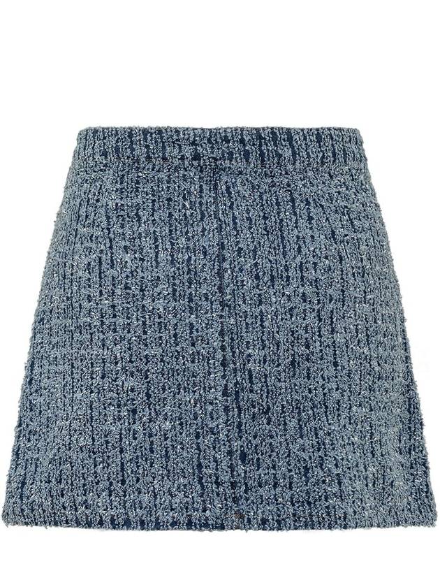 Women's Textured Denim A-Line Skirt Blue - SELF PORTRAIT - BALAAN 3