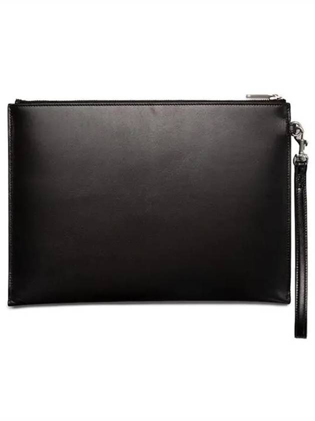 Monogram Silver Logo Clutch Bag Black - SAINT LAURENT - BALAAN 3