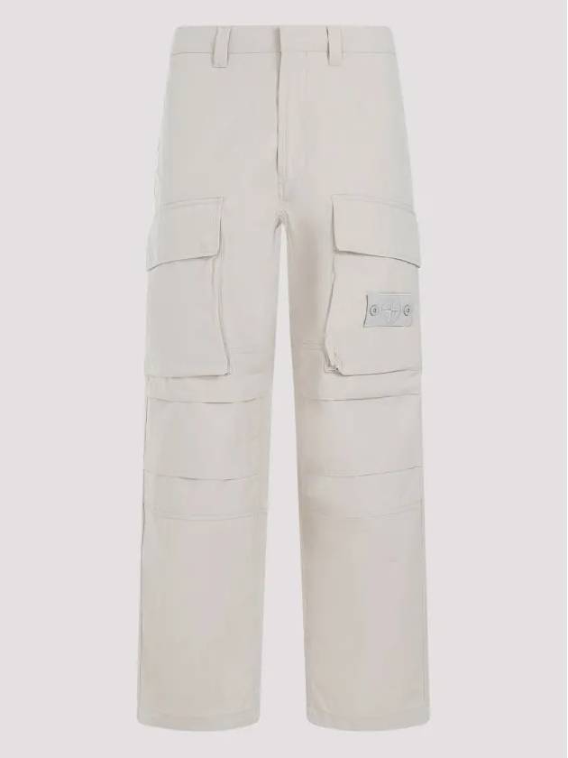 Loose Fit Cargo Cotton Canvas Straight Pants Beige - STONE ISLAND - BALAAN 2