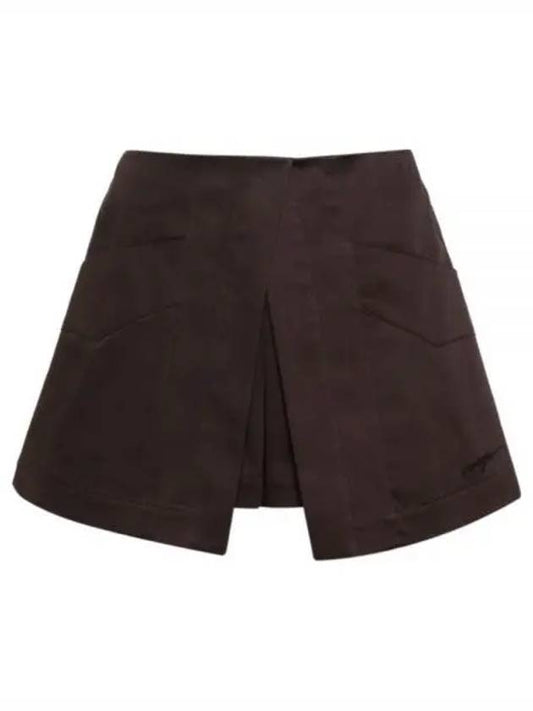 Gabardine Wrap Effect Mini A-Line Skirt Brown - MSGM - BALAAN 2