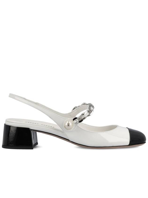 Two Tone Patent Leather Slingback Pumps White - MIU MIU - BALAAN 2