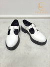 Used luxury goods Lewis It 36 5 White brushed leather Mary Jane T strap loafers - PRADA - BALAAN 3