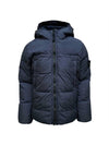 Men's Crinkle Reps Hooded Down Padding Navy - STONE ISLAND - BALAAN 1