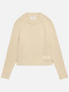 Logo Patch Wool Knit Top Beige - AMI - BALAAN 4