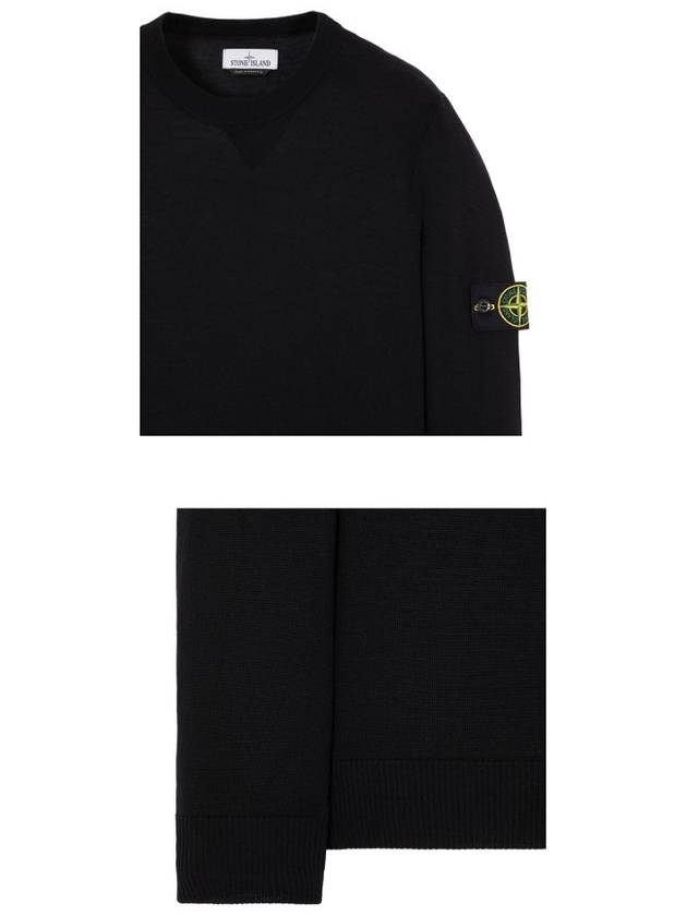 Logo Patch Round Neck Knit Top Black - STONE ISLAND - BALAAN 7