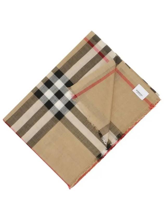 Check Wool Silk Scarf Beige - BURBERRY - BALAAN 2