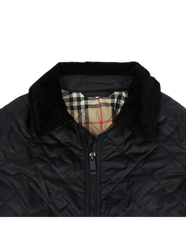 Kids Corduroy Collar Diamond Quilted Jacket Black - BURBERRY - BALAAN 6