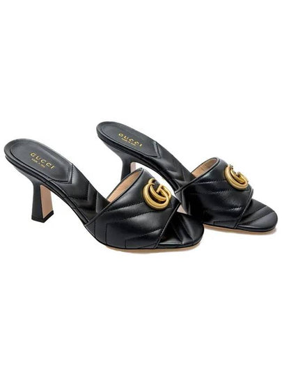 Double G Leather Slide Sandals Black - GUCCI - BALAAN 2