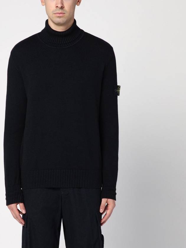 Logo Badge Turtleneck Sweatshirt Black - STONE ISLAND - BALAAN 2