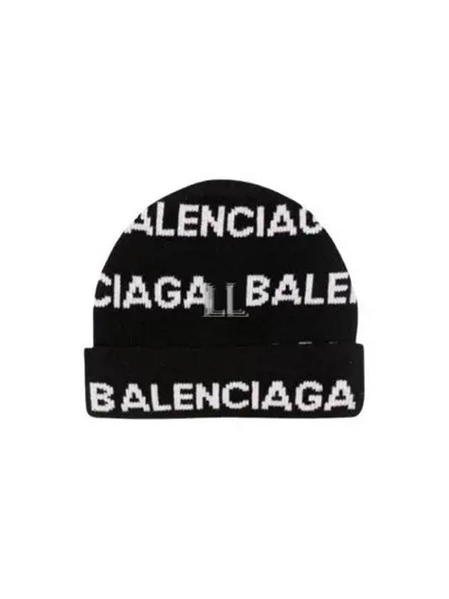 Intarsia Knit Wool Blend Beanie Black - BALENCIAGA - BALAAN 2