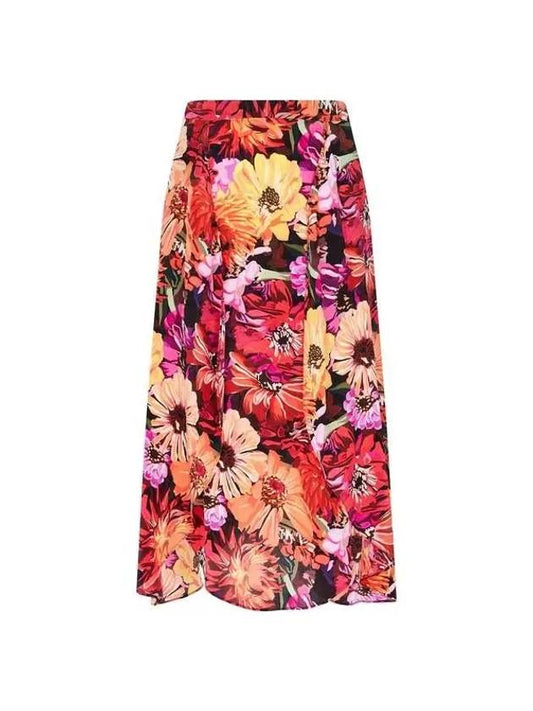 STELLA McCARTNEY Floral Silk Rounded Skirt Red - STELLA MCCARTNEY - BALAAN 1