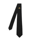 Bee Embroidered Silk Tie Black - GUCCI - BALAAN 2