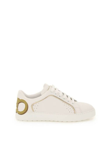 Piping Low-Top Sneakers Gold White - SALVATORE FERRAGAMO - BALAAN 1