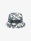 D Bobby Toile de Jouy Mexico narrow brim bucket hat white pastel midnight blue embroidery - DIOR - BALAAN 2