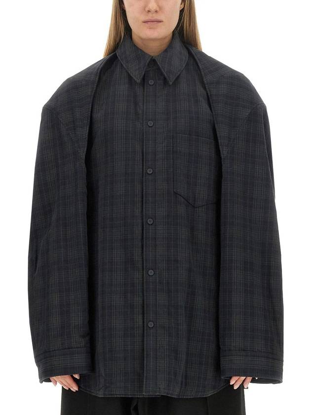 Checked Pattern Long Sleeve Shirt Grey - BALENCIAGA - BALAAN 2