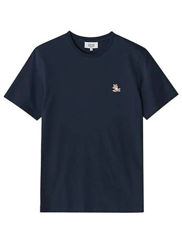 Chillax Fox Patch Regular Short Sleeve T-Shirt Blue - MAISON KITSUNE - BALAAN 2