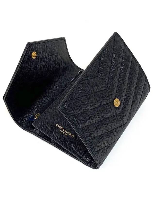 Matelasse Monogram Quilting Flap Half Wallet Black - SAINT LAURENT - BALAAN 4