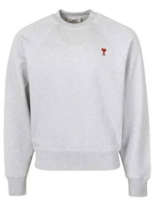 Cotton Heart Logo Sweatshirt Grey - AMI - BALAAN 2